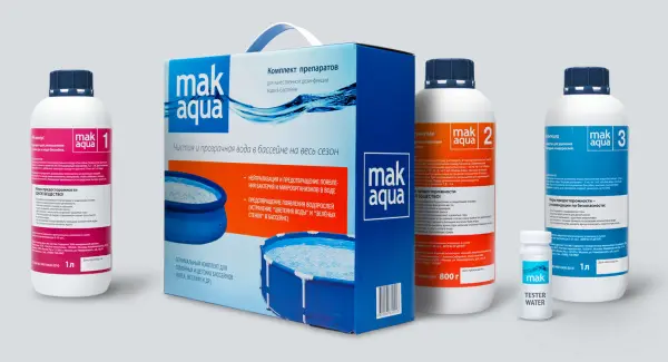 Комплект препаратов для дезинфекции воды в бассейне MAK AQUA (на основе хлора), 10013