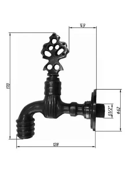 Кран латунный для хамама, цвет латунь, 06