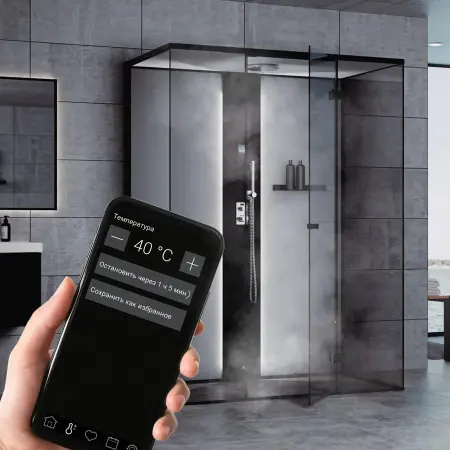 Пародушевая кабина Tylo Steam Vista Double Corner Chrome 900 x 1300 мм., (табурет и полка), 96076520