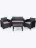 Комплект садовой пластиковой мебели под ротанг для отдыха на даче B:Rattan Arizona 4 Set, графит, двухместный диван, столик и 2 кресла.