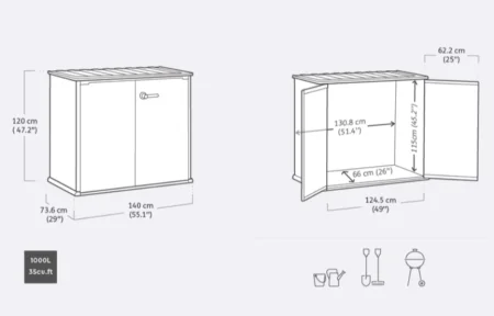 Пластиковый шкаф для улицы Keter Cortina Bella, 1000L