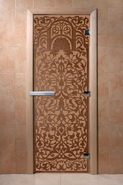 Дверь для сауны DoorWood Флоренция, 600мм х 1800мм, без порога, бронза матовая, коробка ольха