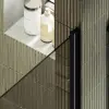 Душевая дверь на длинной петле MaybahGlass, черный профиль, стекло прозрачное бронза