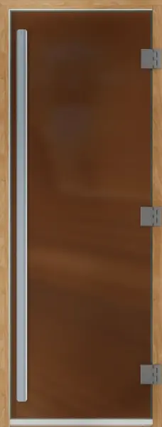 Дверь для сауны DoorWood Престиж, 700мм х 1900мм, с порогом, бронза матовая, коробка ольха