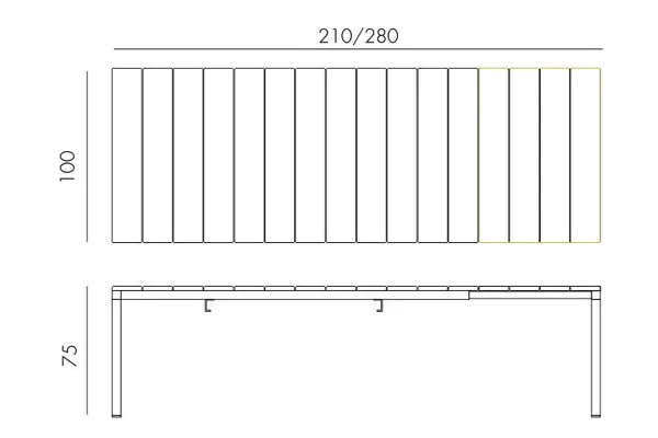 Стол садовый металлический раздвижной Nardi Rio Alu 210 Extensibile, antracite