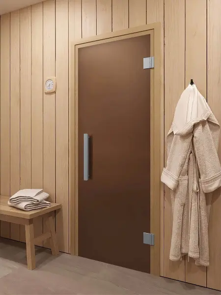 Дверь для сауны DoorWood Favorit, 700мм х 1900мм, без порога, бронза матовая