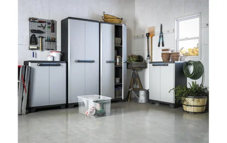 Пластиковый шкаф Keter Linear Tall Cabinet, black-grey, 17206640