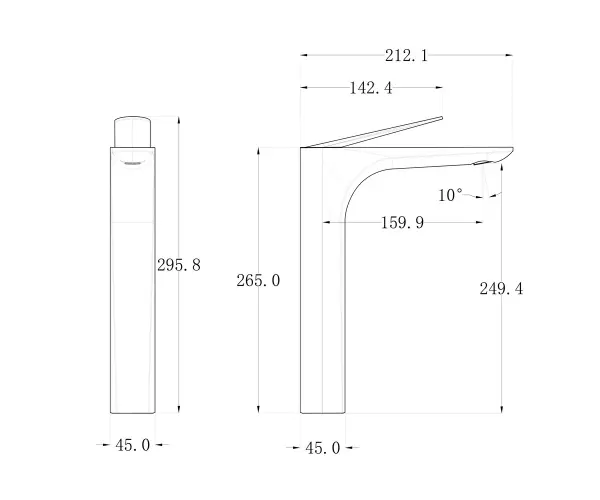 Смеситель высокий для раковины-чаши АЙКОН, цвет черный, 2041CB 