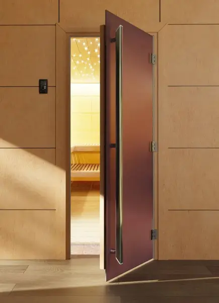 Дверь Престиж Flash Royal для бани DoorWood, 800 х 2000 мм, порог, бронза матовая, коробка ольха