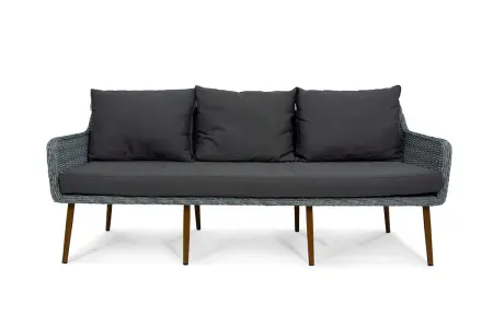 Плетеная мебель из искусственного ротанга Mokka Rimini S3, серый цвет - трехместный диван, кофейный стол и 2 кресла