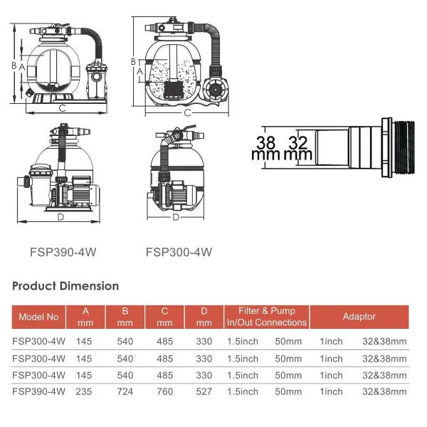 Фильтрационная установка Aquaviva FSP350 (4.32 м3/ч, D350)