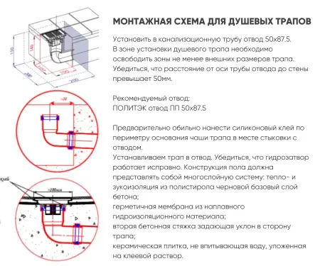 Душевой трап из латуни 80521B, цвет черный матовый, 500 мм 