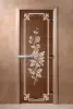 Дверь для сауны DoorWood Розы, 600мм х 1800мм, без порога, бронза, коробка ольха
