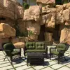 Мебель из искусственного ротанга в классическом стиле LV520BG Brown/Green, цвет коричневый/зеленый, 2-х местный диван и 2 кресла