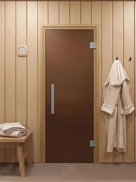 Дверь для сауны DoorWood Favorit, 700мм х 1900мм, без порога, бронза матовая