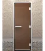 Стеклянная дверь DoorWood бронза матовая для хамама, размер 710 х 1900 мм, без порога,с коробкой