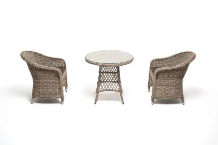 Комплект садовой мебели из искусственного ротанга 4SiS Эспрессо–80 R (стол и 2 кресла), бежевый цвет