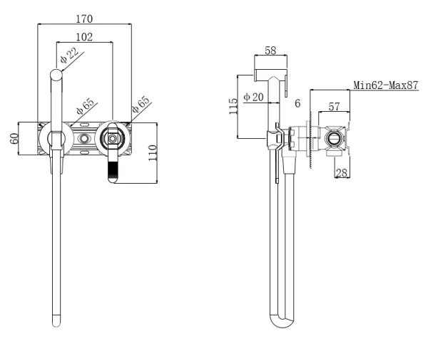Гигиенический душ 1760'S, цвет черный матовый, 3253SB