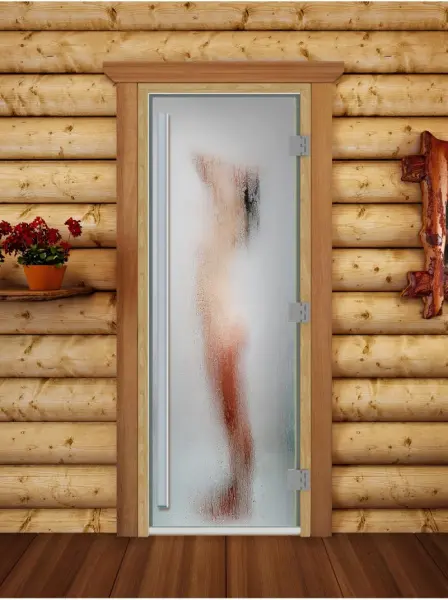 Дверь для сауны DoorWood Престиж с фотопечатью А097, 700мм х 1900мм, с порогом, коробка ольха