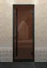Стеклянная дверь DoorWood Prestige для хамама, 700 мм х 1900 мм, черный профиль, бронза