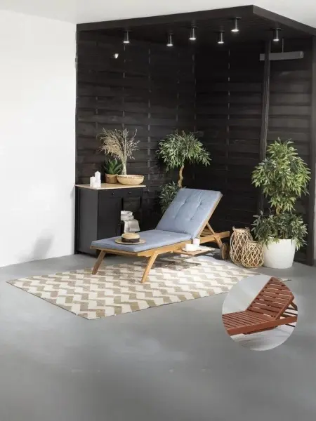 Шезлонг-лежак деревянный A37C Grey-Blue 195х80x33 см. 