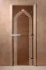 Дверь для сауны DoorWood Арка, 600мм х 1900мм, без порога, бронза, коробка ольха