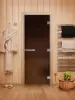Дверь DoorWood бронза матовая серия Эталон Лайт для бани, 700х1900 мм, полотно стекло 8 мм, коробка осина