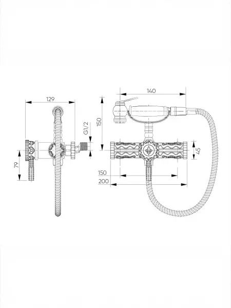 Гигиенический душ из латуни Windsor, цвет бронза, 10128