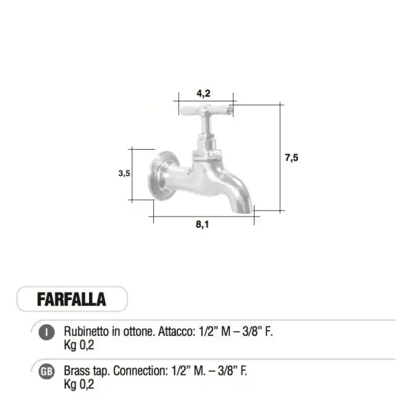 Кран латунный для хамама Morelli Farfalla