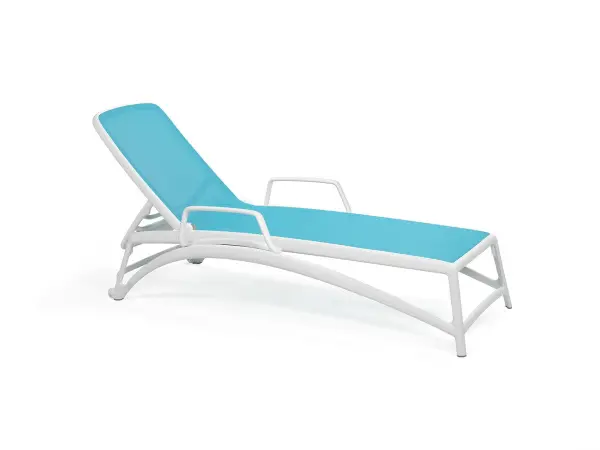 Пластиковый пляжный шезлонг Nardi Atlantico, white/blue, белый и голубой 204 x 70 x 35 см