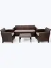 Комплект пластиковой мебели B:Rattan Arizona Max на 5 персон, коричневый - трехместный диван, столик и 2 кресла
