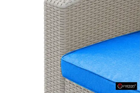 Пластиковая мебель B:Rattan Premium на 4 персоны, цвет серый с синими подушками - диван, 2 кресла и столик