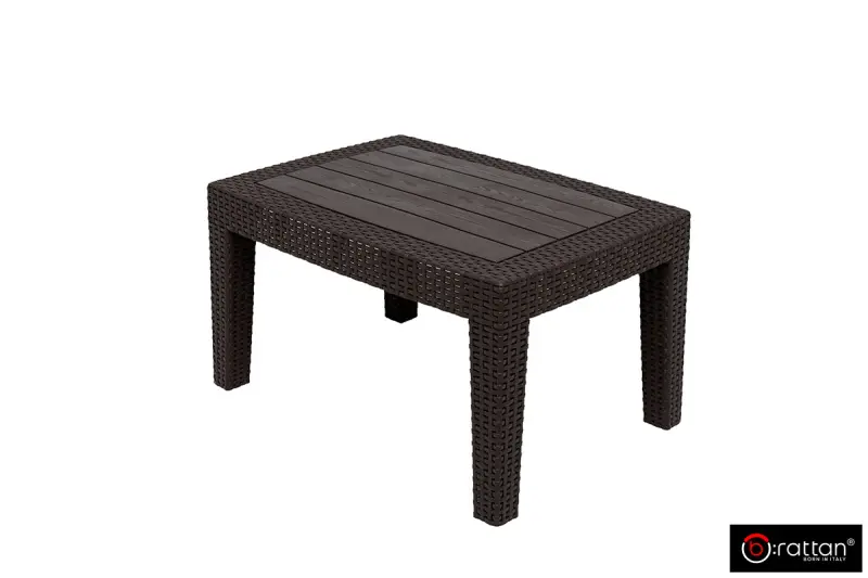 Коричневый комплект пластиковой мебели для терасы B:Rattan Comfort 4 на 4 персоны - столик, кресла и диван