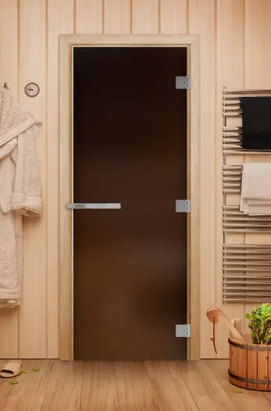 Дверь для сауны DoorWood Эталон, 800 х 2000 мм без порога, бронза матовая, коробка осина