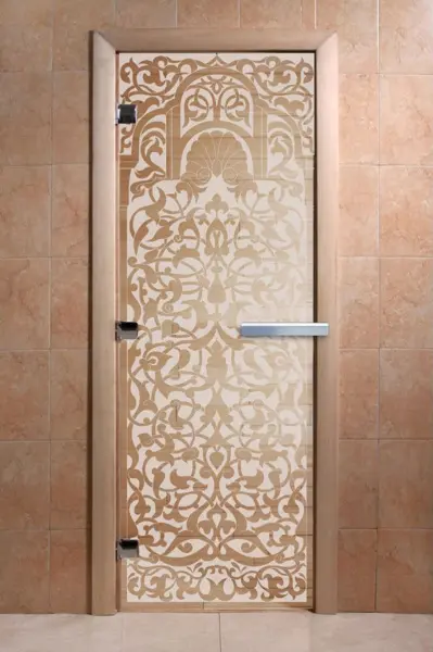 Дверь для сауны DoorWood Флоренция, 600мм х 1800мм, без порога, прозрачная, коробка ольха