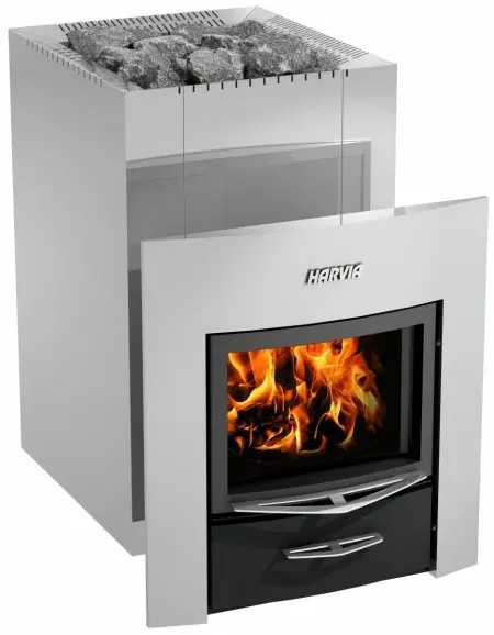 Банная печь Harvia 22 DUO steel, WK220SLUX, диаметр дымохода 115 мм