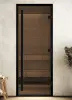 Дверь для турецкой парной DoorWood Prestige 700мм х 1900мм, черный профиль, стекло бронза