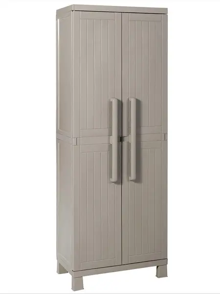 Пластиковый шкаф для улицы Toomax Wood Midi (большой отсек и 4 полки), серый
