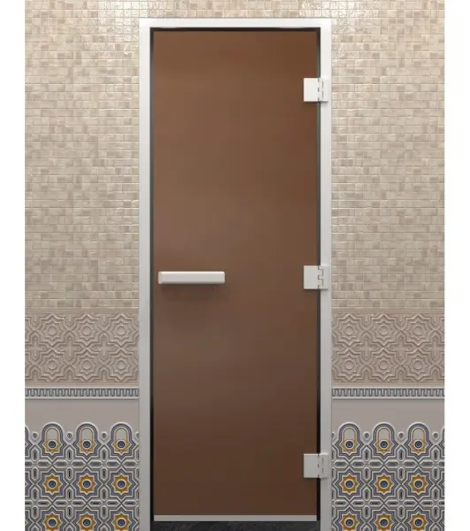 Дверь для турецкой парной DoorWood 710мм х 1900мм, без порога, стекло бронза матовая