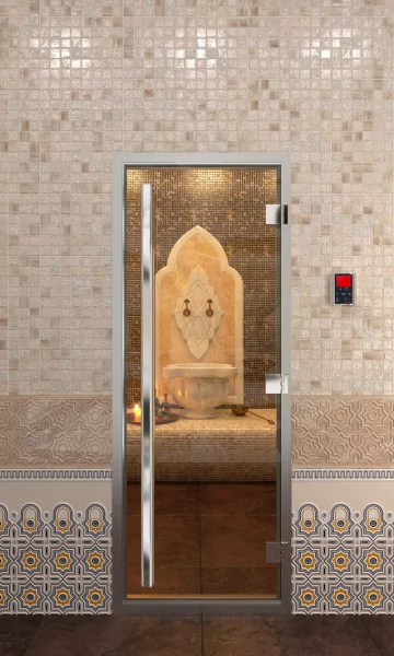 Стеклянная дверь DoorWood Prestige для хамама, 700 мм х 1900 мм, бронза