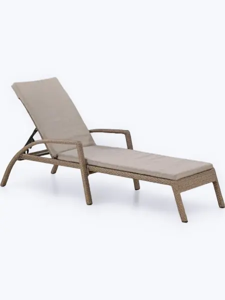 Плетеный шезлонг из искусственного ротанга A30B2-W56 Light Brown, коричневый, 200 х 91 x 70 см, с матрасом