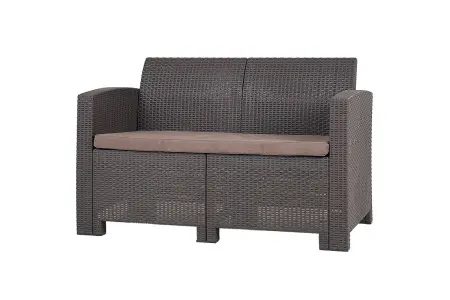 Комплект пластиковой мебели под ротанг для активного отдыха дома B:Rattan Arizona 4 Set, коричневый - 2х местный диван, столик и 2 кресла