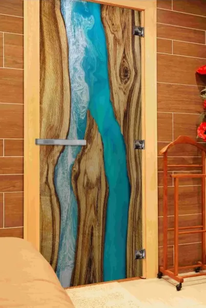 Дверь для сауны DoorWood с фотопечатью СЛЭБ-05, 700мм х 1900мм, без порога, коробка ольха