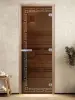 Дверь для сауны DoorWood Греция, 700мм х 1900мм, без порога, бронза, коробка ольха
