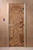 Дверь для сауны DoorWood Жар-птица, 700мм х 1900мм, без порога, бронза матовая, коробка ольха