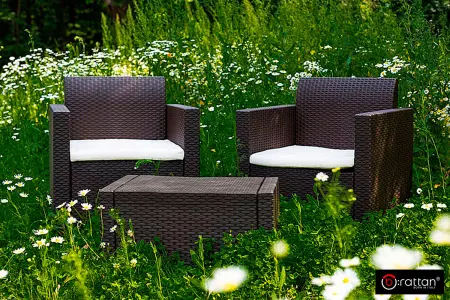 Комплект пластиковой мебели на 2 персоны B:Rattan Nebraska Terrace Set, венге - 2 кресла и кофейный столик