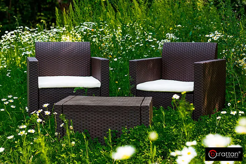 Комплект пластиковой мебели на 2 персоны B:Rattan Nebraska Terrace Set, венге - 2 кресла и кофейный столик