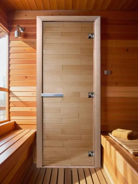Стеклянная дверь DoorWood для бани прозрачная, 700 х 1900 мм, без порога, коробка ольхa