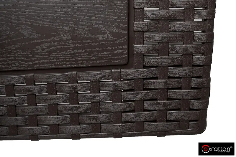 Коричневый комплект пластиковой мебели для терасы B:Rattan Comfort 4 на 4 персоны - столик, кресла и диван