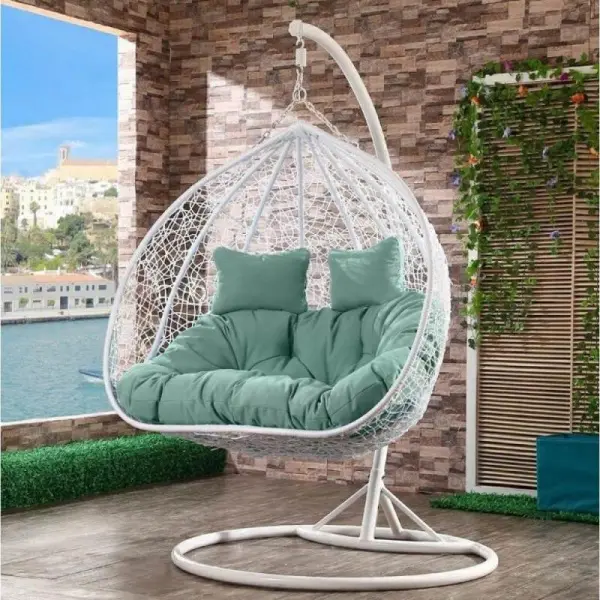 Подвесное кресло из искусственного ротанга AFM-109A White/Green